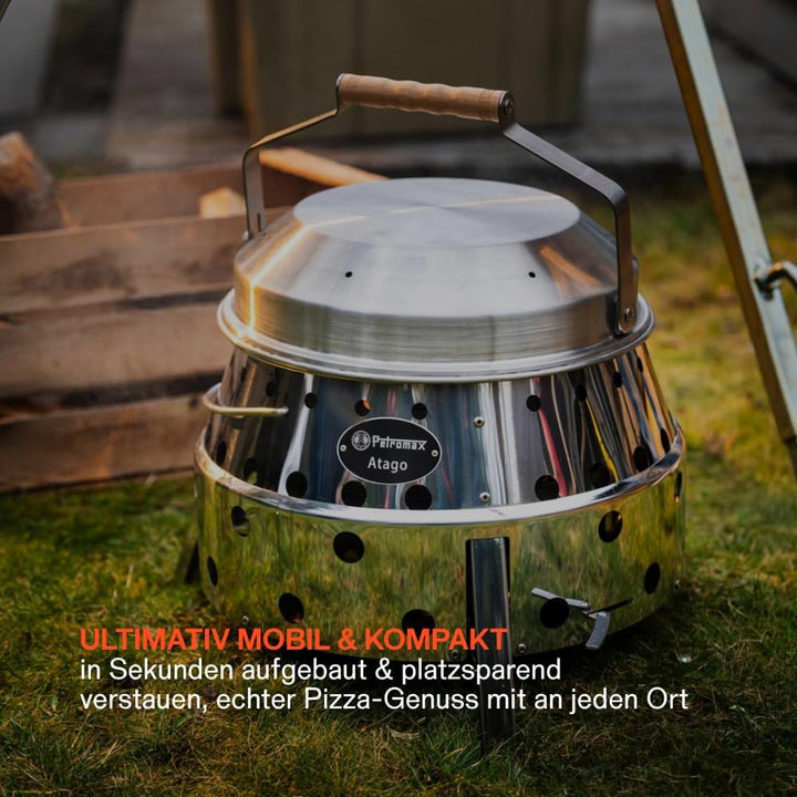 Petromax Atago Grill Set - 4-in-1 Funktion: Grill, Ofen, Herd & Feuerschale | Inkl. Edelstahl-Haube