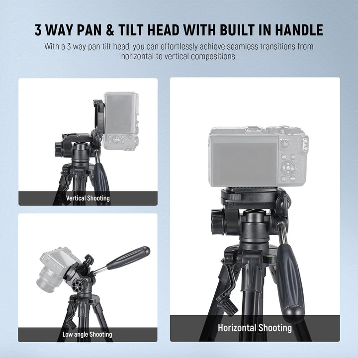 NEEWER Basic Mini Tisch Stativ für Kamera mit 3 Wege Schwenk Neigekopf und Handgriff, Kleiner tragba