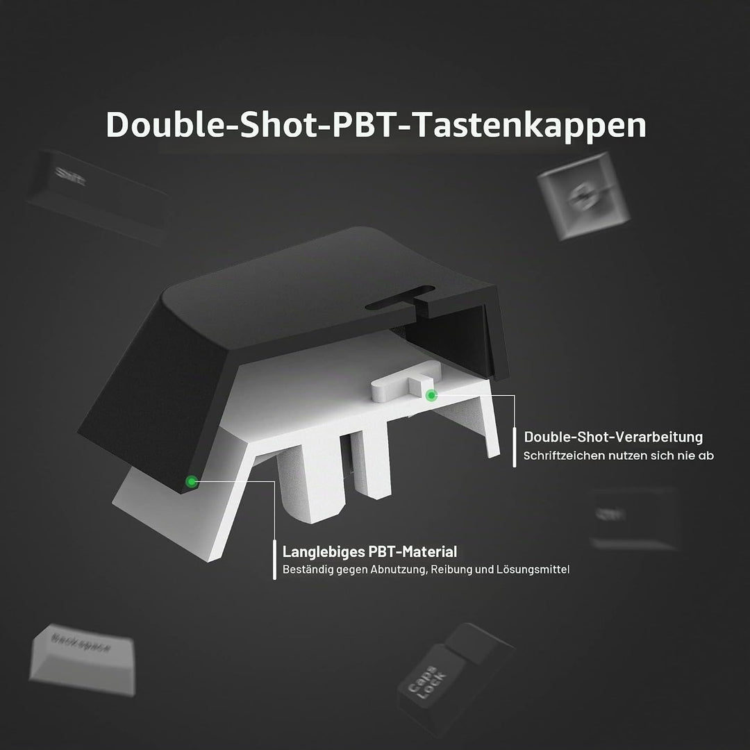 WOB Keycaps 168 Tasten, Double Shot PBT Custom Keycap Set, Minimalistischer Stil Weiss auf Schwarz C