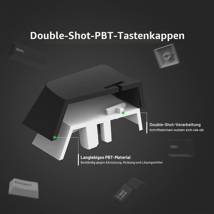 WOB Keycaps 168 Tasten, Double Shot PBT Custom Keycap Set, Minimalistischer Stil Weiss auf Schwarz C