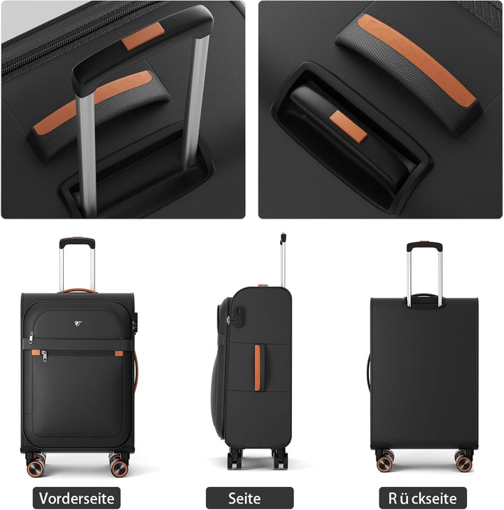 Stoff Kofferset 2 Teilig - Handgepäck Koffer und gross Weichschalenkoffer, Koffer Trolley, Reisekoff