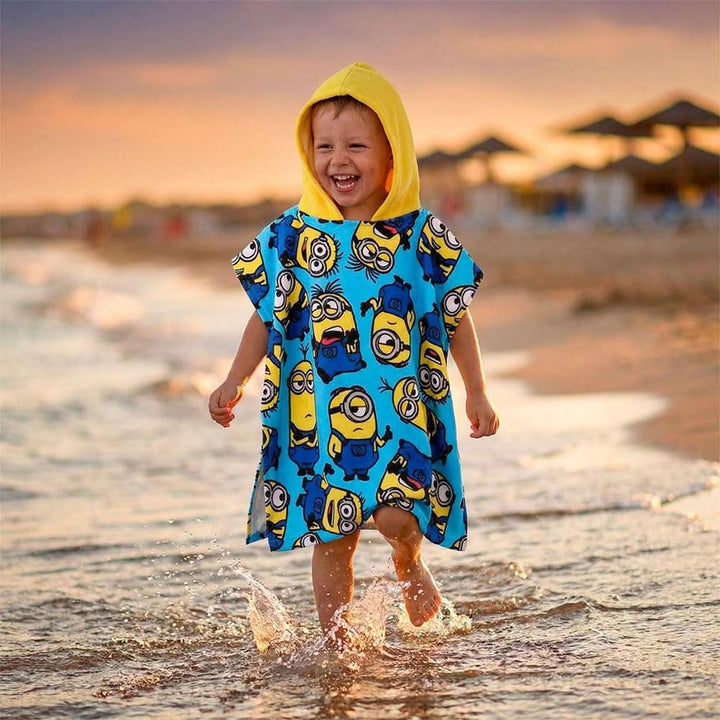 Minions Mikrofaser-Poncho für Kinder für Strand und Pool, aus Mikrofaser, für Jungen, Mädchen, mit K