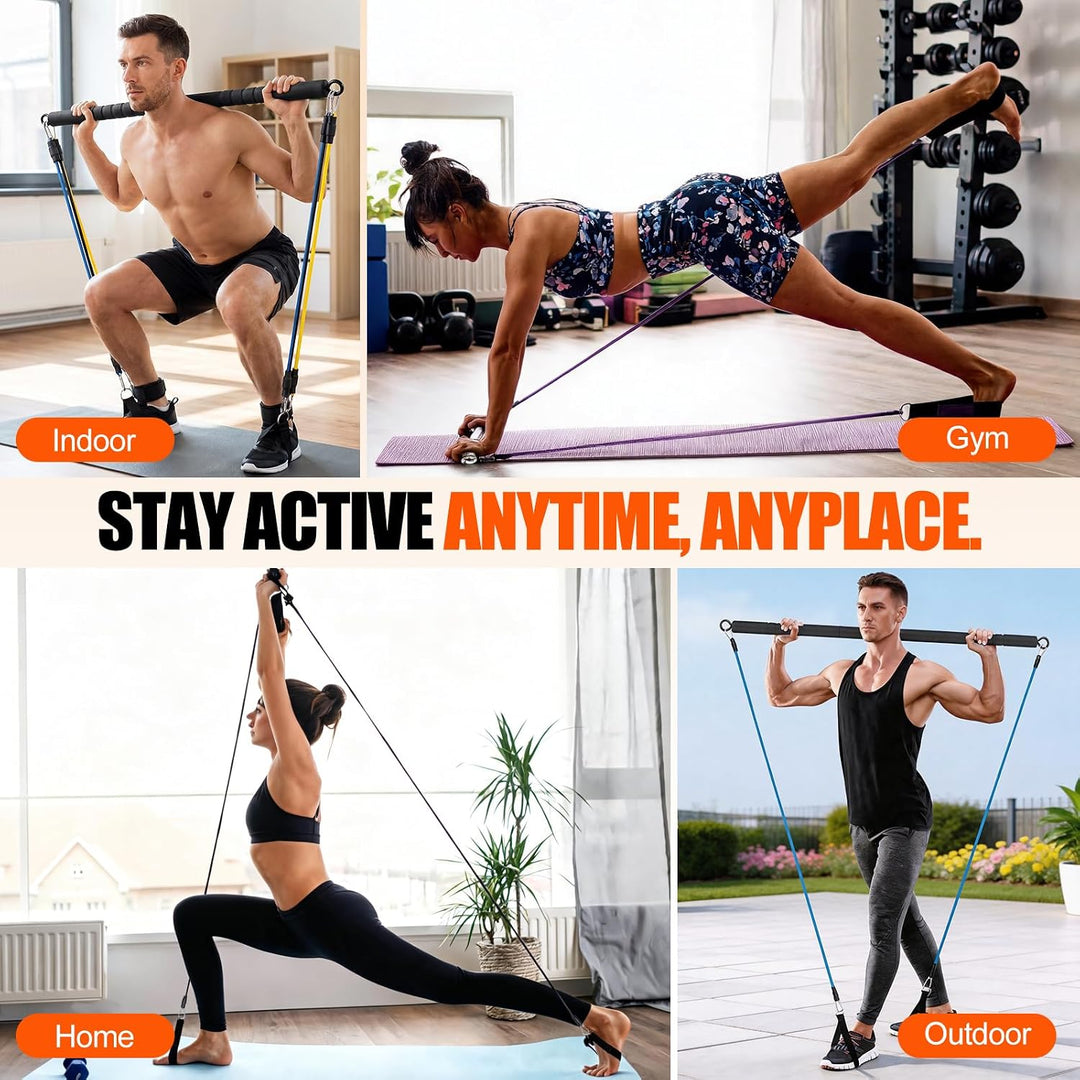 Fitnessbänder Pilates Bar Set, Fitnessgeräte für Zuhause