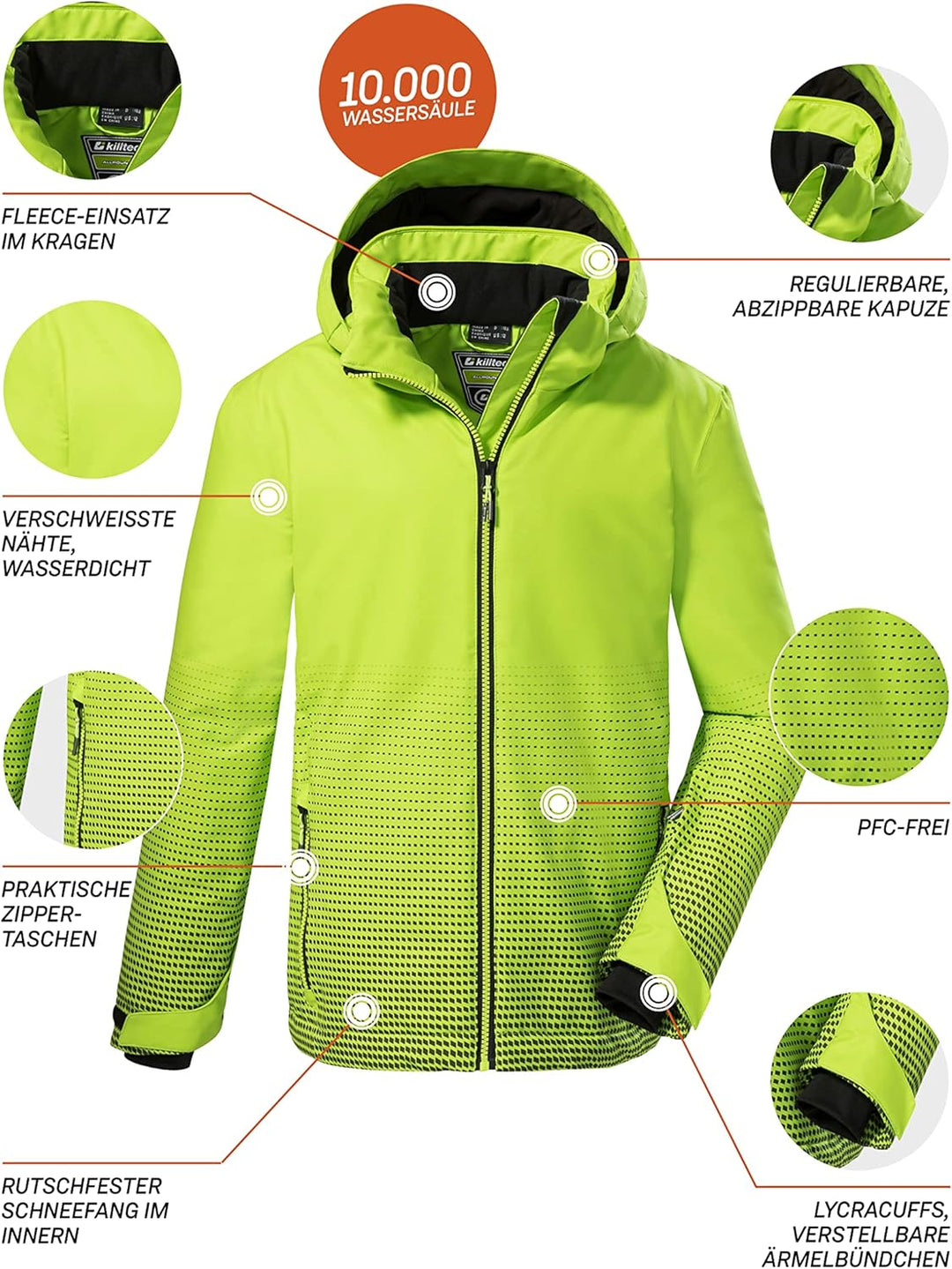 Killtec Jungen Ksw 162 Bys Ski Jckt Skijacke/Funktionsjacke mit Kapuze und Schneefang 116 apfel, 116