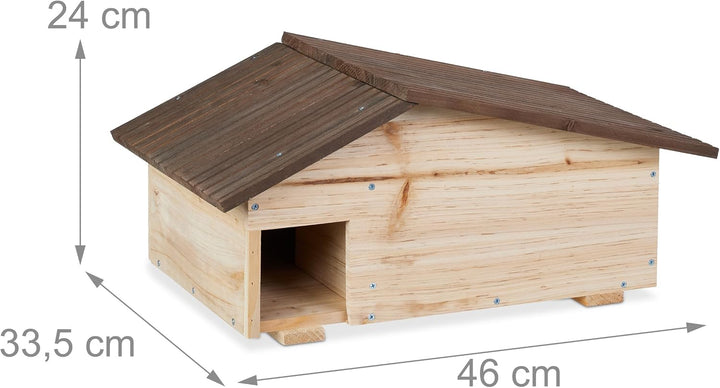 Relaxdays Igelhaus, Holz, Igelhotel mit Boden, 2 Kammern, Winterquartier für Igel, Garten, HBT: 24x4