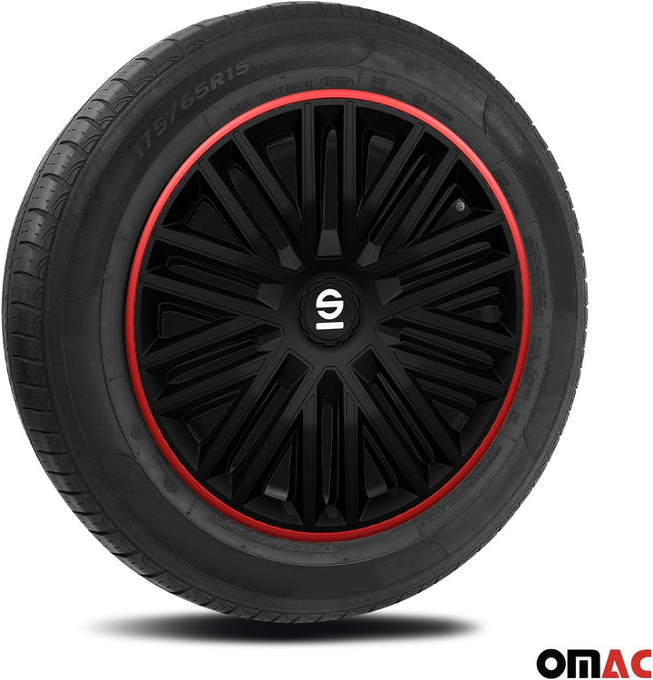 Sparco Radzierblenden Bergamo - 14-Zoll - Schwarz/Rot - Satz mit 4 Stück