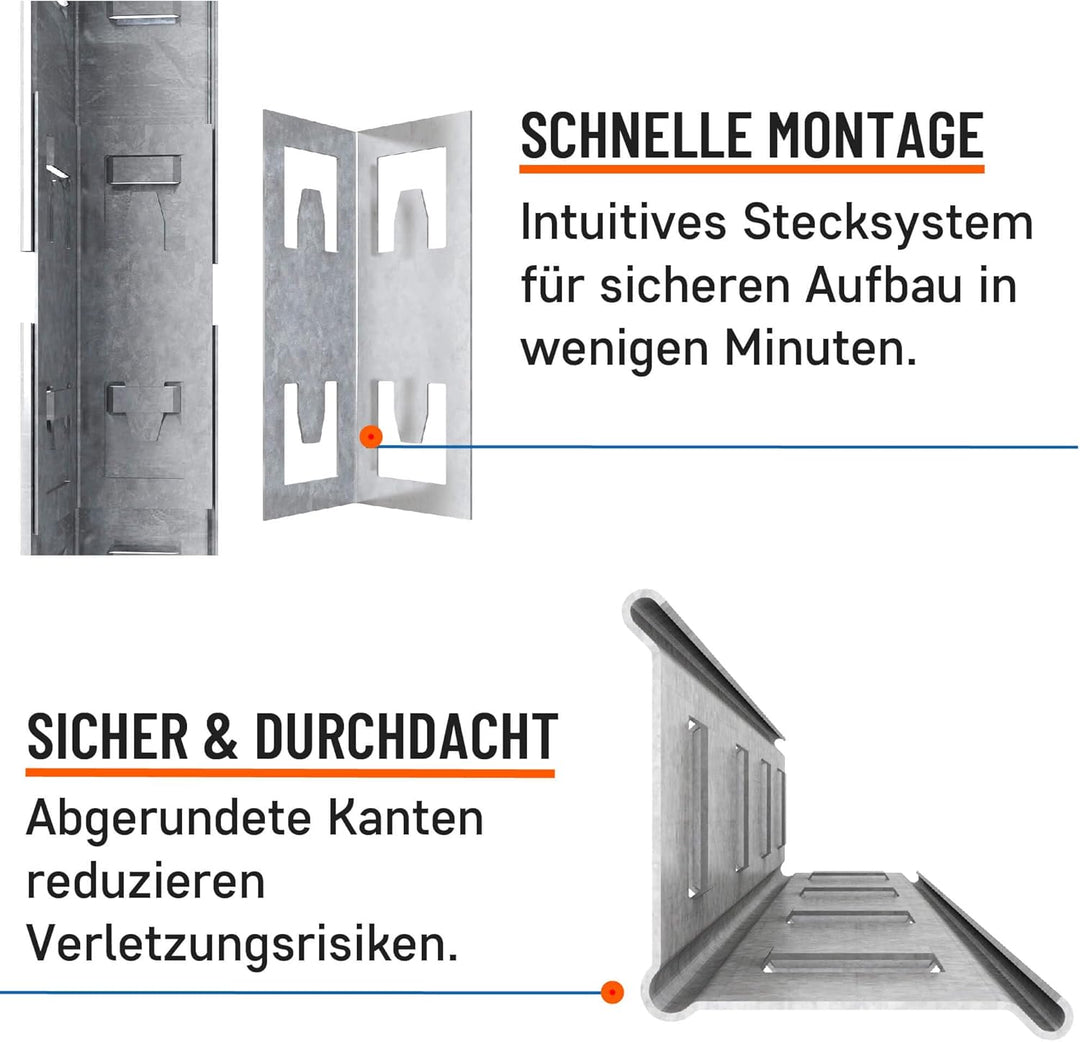 2er-Set 180x60x40 cm Schwerlastregal/Steckregal verzinkt mit 5 MDF-Böden je 175 kg Tragkraft, Metall