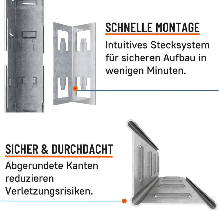 2er-Set 180x60x40 cm Schwerlastregal/Steckregal verzinkt mit 5 MDF-Böden je 175 kg Tragkraft, Metall