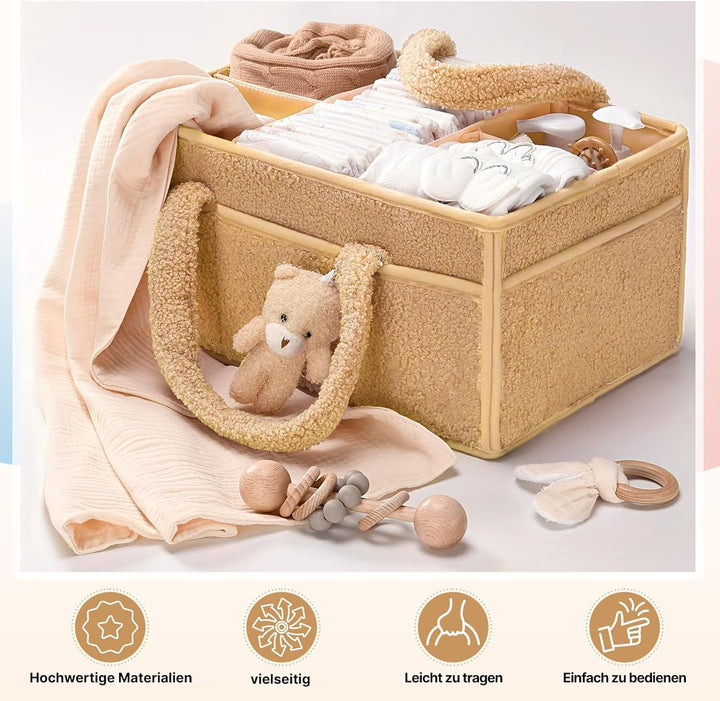 Baby Wickeltasche Organizer，Baby-Windel-Caddy Organizer für Wickeltisch，Multifunktional Tragbar Wick