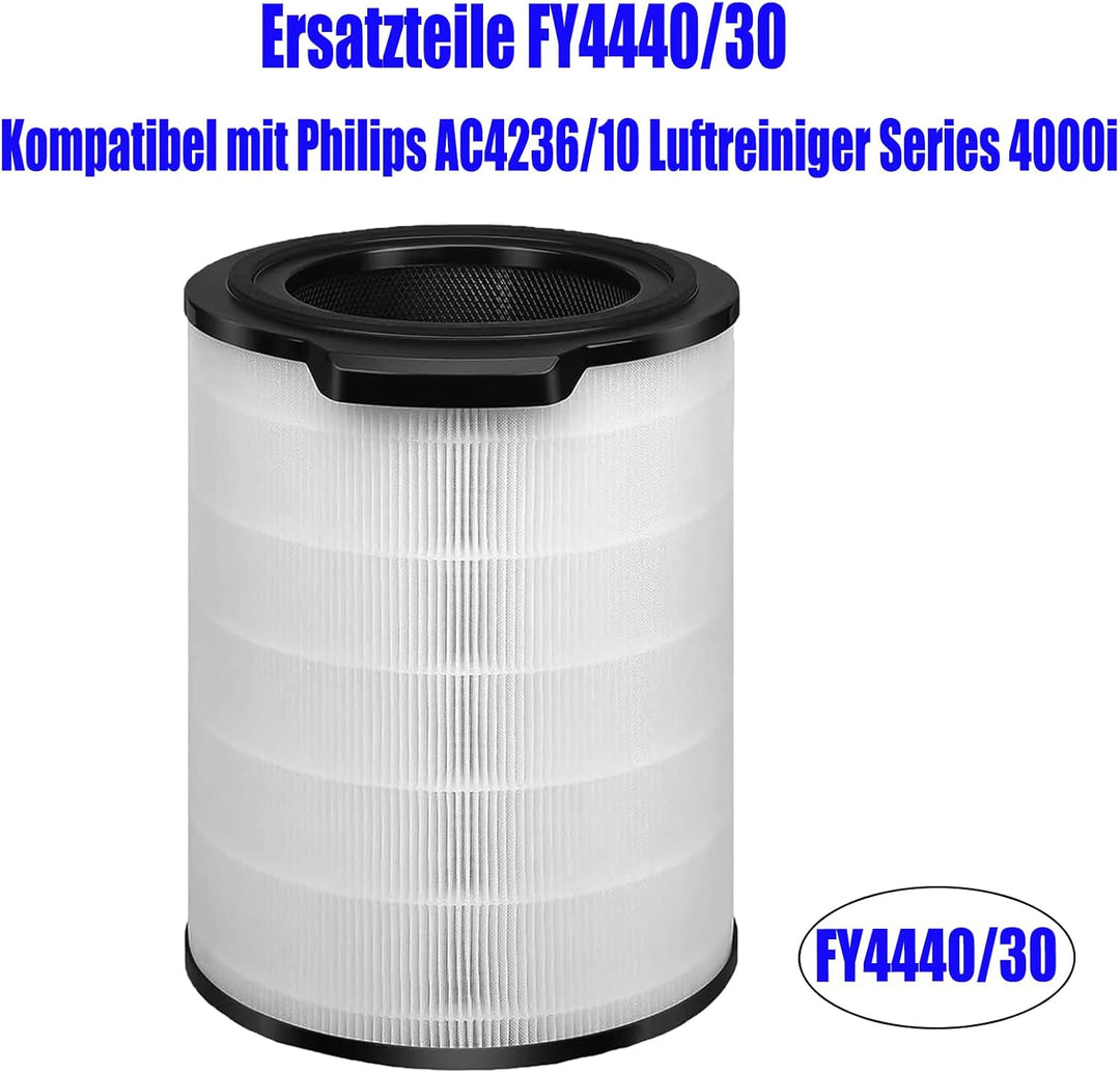FY4440 Ersatzfilter für Philips Series 4000i | FY4440/30 HEPA-Aktivkohle Filter kompatibel mit Phili