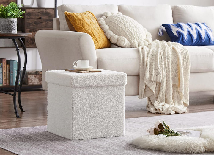 Zedelmaier Sitzhocker Sitzwürfel mit Stauraum Plüschstoff Fussbank Truhen Aufbewahrungsbox faltbar b