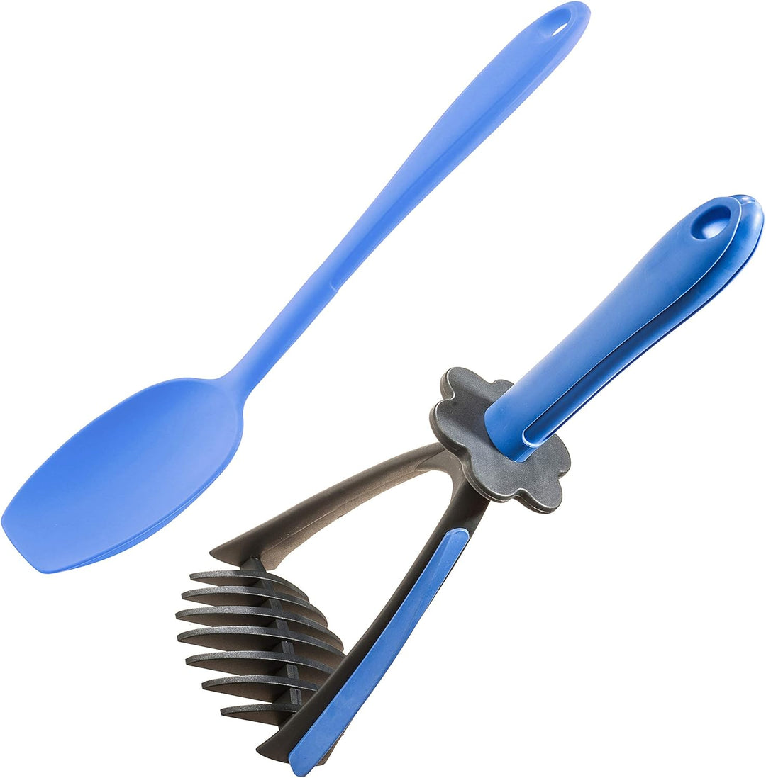 Kochblume Kartoffelstampfer & Sossenlöffel L 2er Set | Premium-Silikon | Hitzbeständig | Spülmaschin