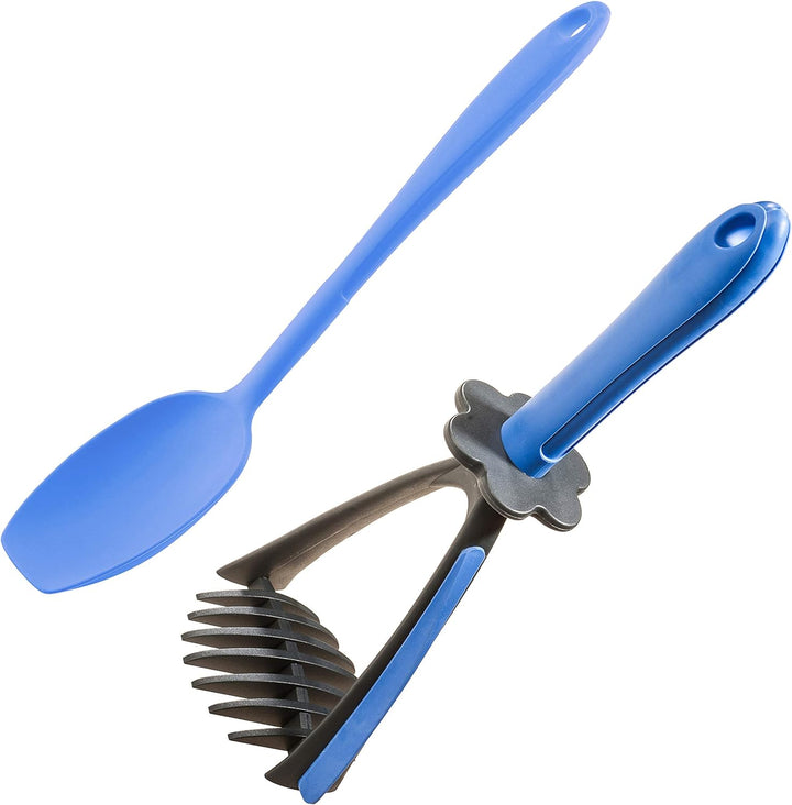 Kochblume Kartoffelstampfer & Sossenlöffel L 2er Set | Premium-Silikon | Hitzbeständig | Spülmaschin