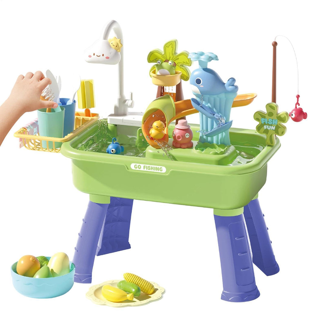Wasserspieltisch, Kinder Wassertisch Sommerspielzeug Mit Angelspielen, Fliessendem Wasser Und Wasser