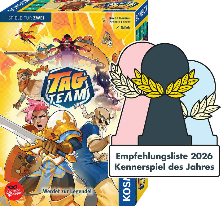 Kosmos 685454 Tag Team, Spiel für 2 Personen, Taktisches Deckbuilding Spiel, Brettspiel, Gesellschaf