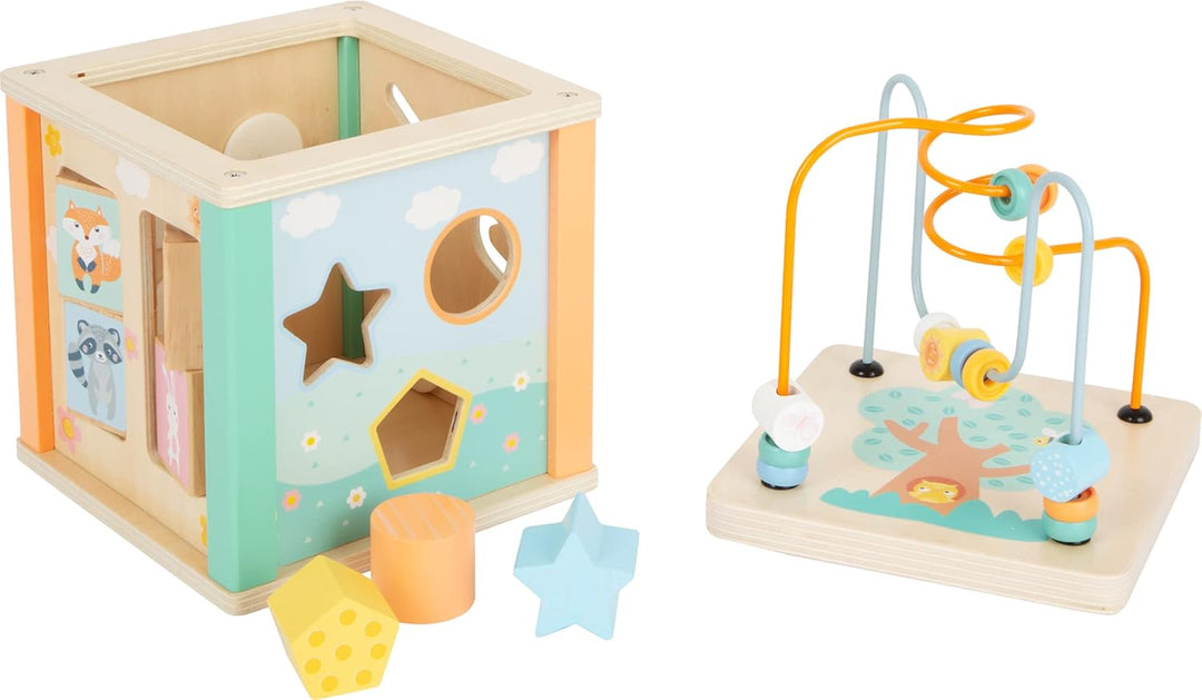 small foot Motorikwürfel Pastell, Motorikspielzeug für Kleinkinder, bespielbar von fünf Seiten, ab 1