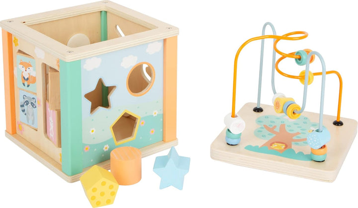 small foot Motorikwürfel Pastell, Motorikspielzeug für Kleinkinder, bespielbar von fünf Seiten, ab 1