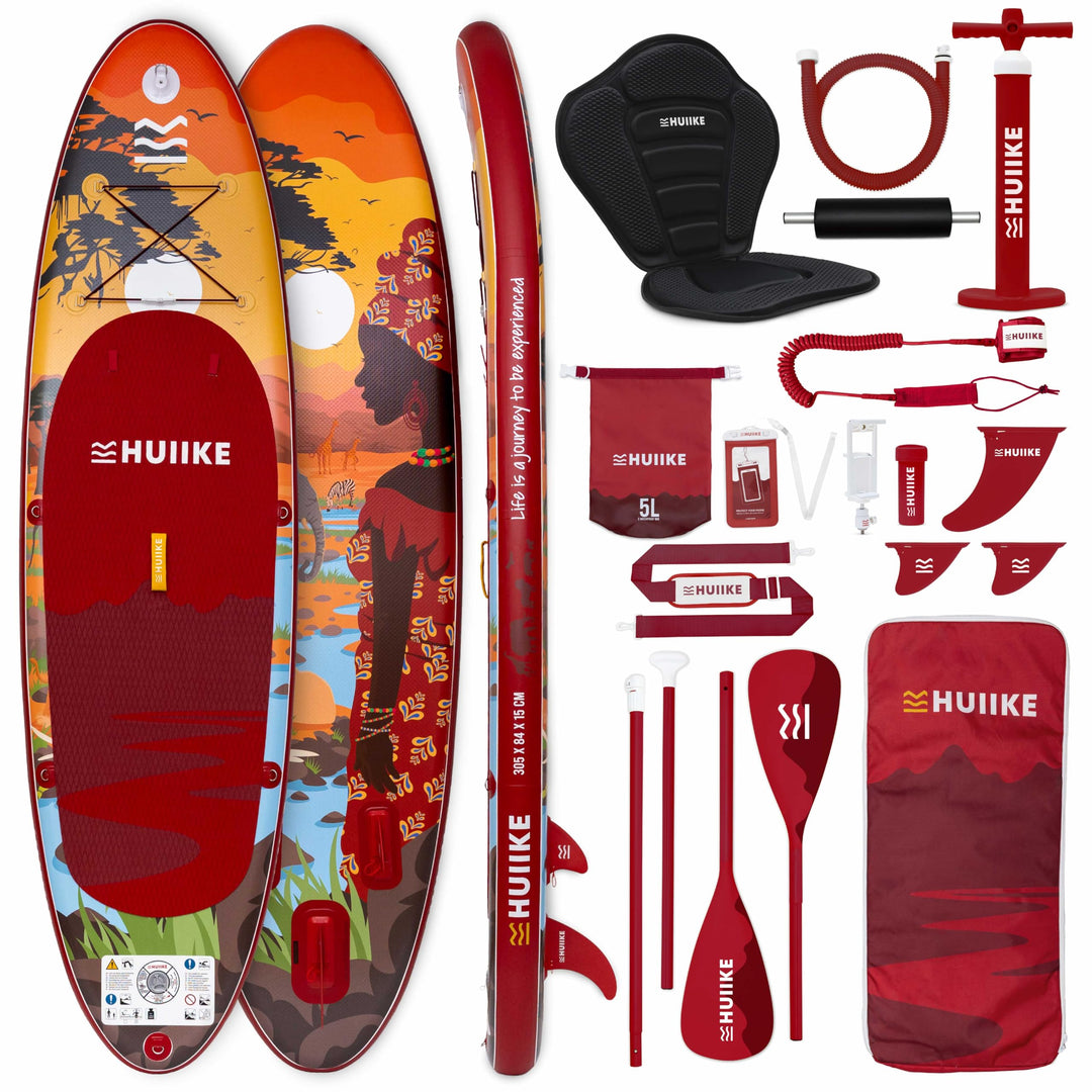 HUIIKE Stand Up Paddling Board mit Zubehör, Paddel, Finnen, Pumpe. Paddle Sup Board Aufblasbar Hohe