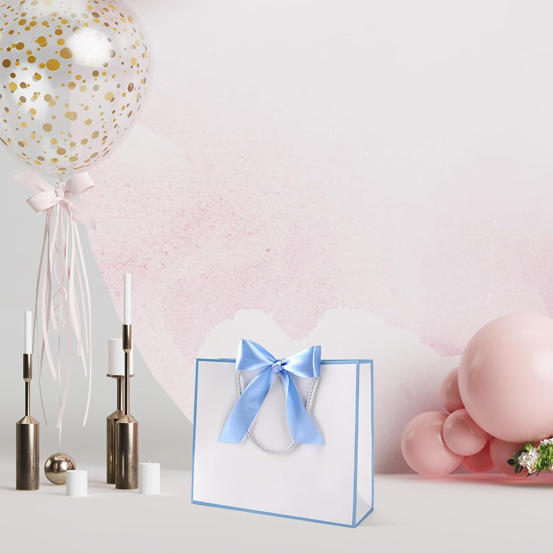 Yieseang Geschenktüten Weiss,Geschenktüte mit Schleife | Geschenktasche Gross für Geburtstag,Hochzei