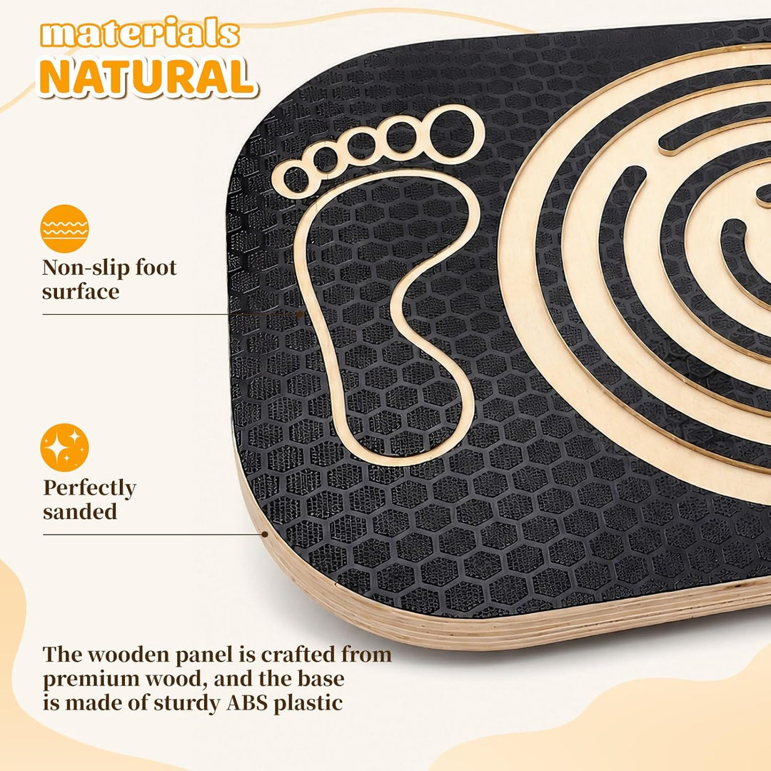 Balance Board Holz mit Labyrinth, Gleichgewichtstrainer Balancierbrett für Kinder, Wackelbrett für F