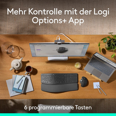 Logitech MX Ergo S Advanced kabellose Trackball-Maus, über USB-C wiederaufladbare kabellose ergonomi