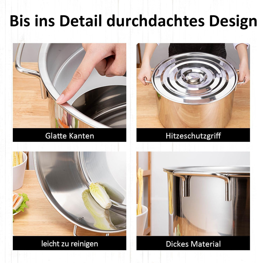 Kurflo Kommerzieller Nudeltopf, Edelstahl, für Ramen, Udon, Spaghetti & Fondue, geeignet für Gasherd