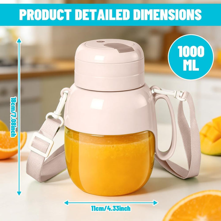 Tragbarer Mixer & Smoothie Maker, 1000ML Grosser Mixer Smoothie Maker mit Trinköffnung & Trageriemen