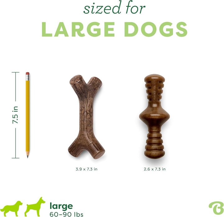 Benebone 2-Pack Indestructible Maplestick/Zaggler for Aggressive Chewers, Long Lasting Tough Boredom
