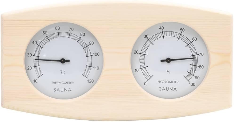 2-in-1 Sauna-Hygrothermograph und Sanduhr Set aus massivem Kiefernholz für Temperatur und Luftfeucht