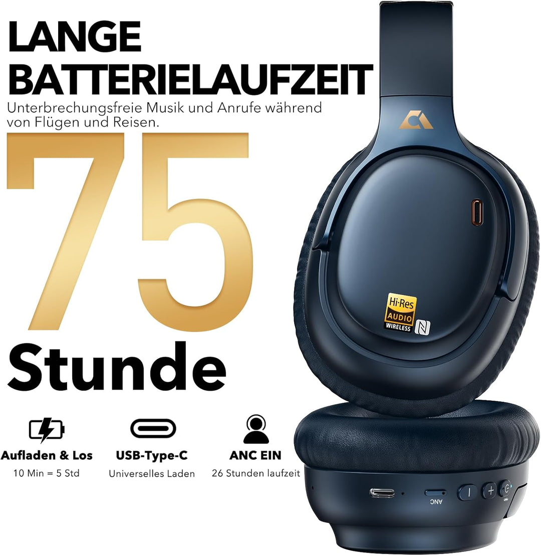 1Mii E700 Kabellose Bluetooth Over-Ear-Kopfhörer mit Active Noise Cancelling, Hi-Res Audio LDAC/aptX