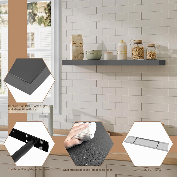 WOLTU 2X Wandregal Wandboard Bücherregal Regale für Deko Wandablagen aus MDF Holz, 2er Set Hängerega