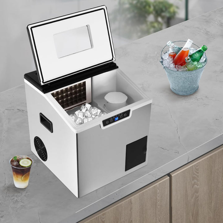 2-in-1 Eisbereiter mit Crushed Ice Funktion und automatischem Wasserzulauf | 40kg Eiswürfelmaschine