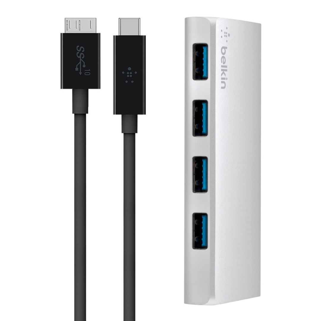 Belkin 4-Port USB 3.0 Hub USB-C auf USB-A (inkl. USB-C/3.1-Micro-B-Kabel, geeignet für MacBooks und