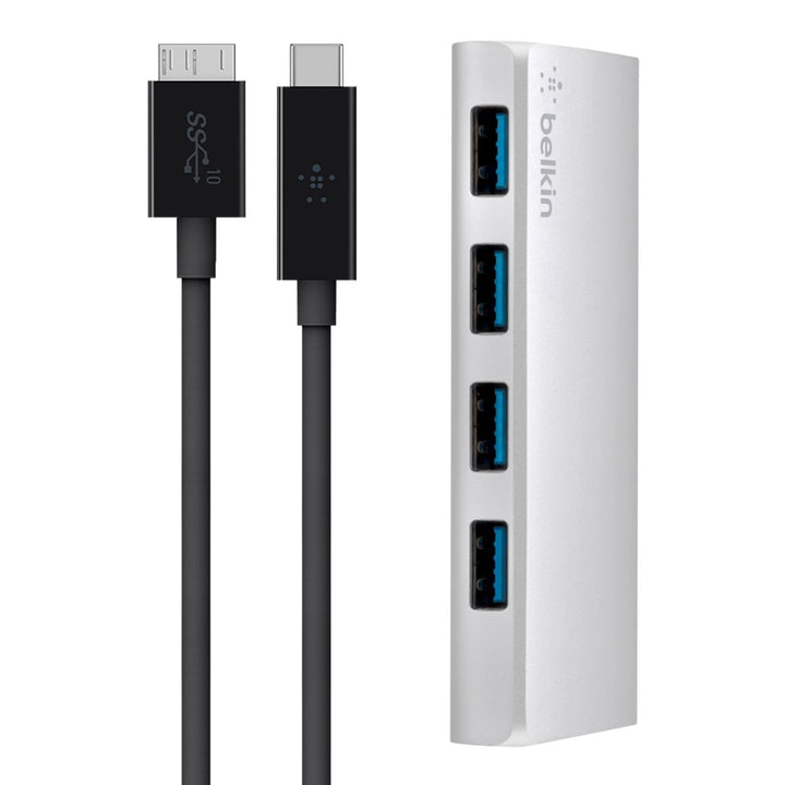 Belkin 4-Port USB 3.0 Hub USB-C auf USB-A (inkl. USB-C/3.1-Micro-B-Kabel, geeignet für MacBooks und