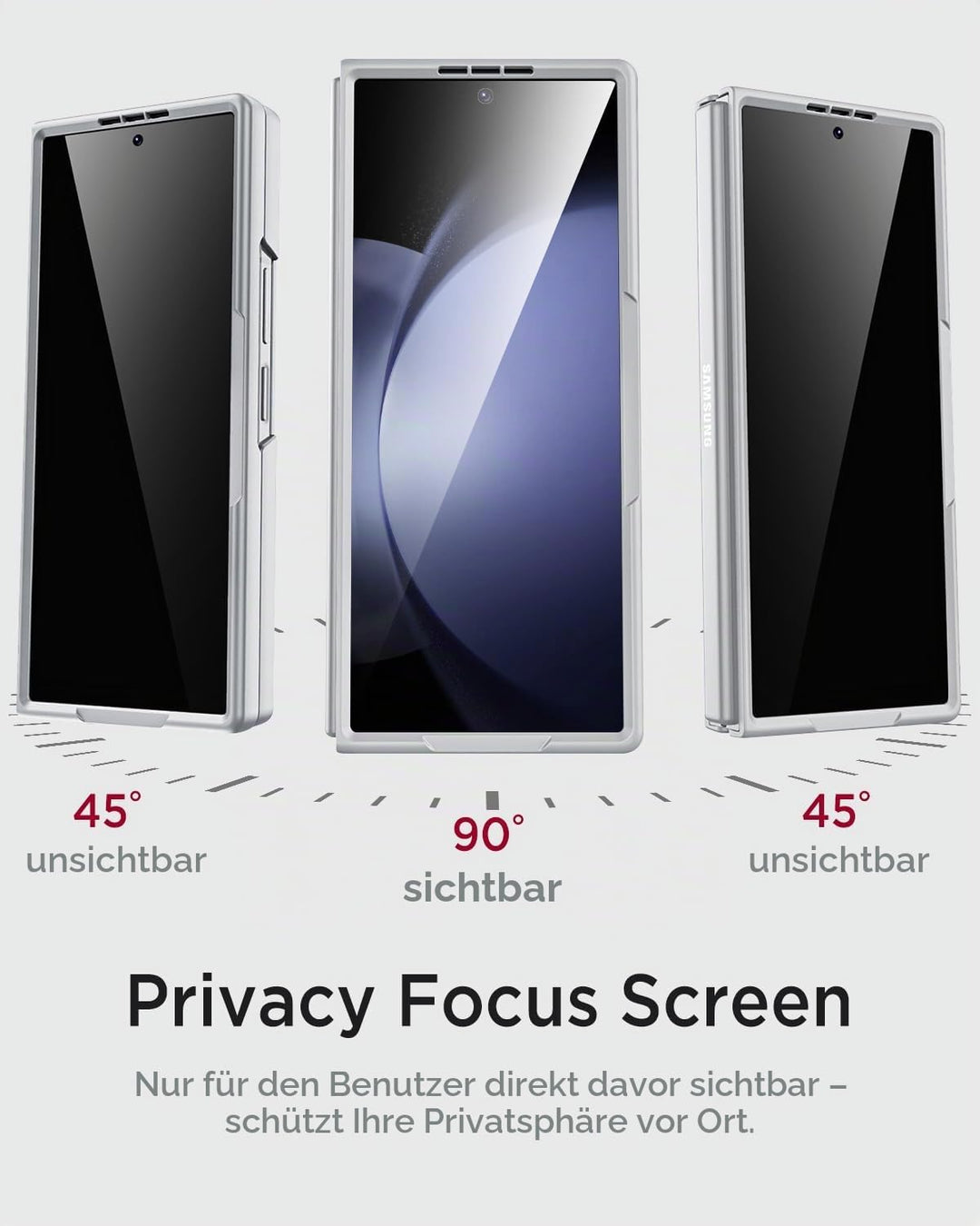 Miimall Kompatibel mit Samsung Galaxy Z Fold 6 Hülle mit S-Pen Holder, [Anti-SPY Displayschutz] Ultr