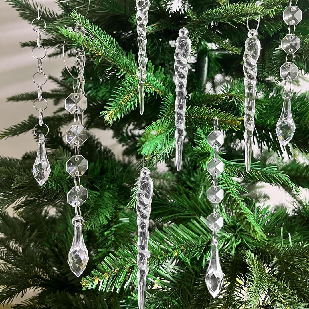 36 Stück Christbaumschmuck Eiszapfen Deko Weihnachtsbaumschmuck Glas Eiszapfen Anhänger Baumschmuck