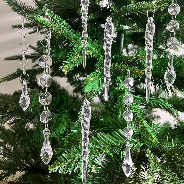 36 Stück Christbaumschmuck Eiszapfen Deko Weihnachtsbaumschmuck Glas Eiszapfen Anhänger Baumschmuck