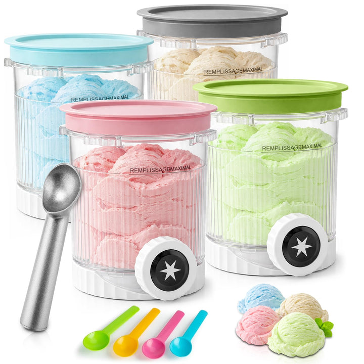 4 Stück Behälter für Ninja Swirl by CREAMi Softeis- & Eismaschine, Swirl Pints und Deckel kompatibel