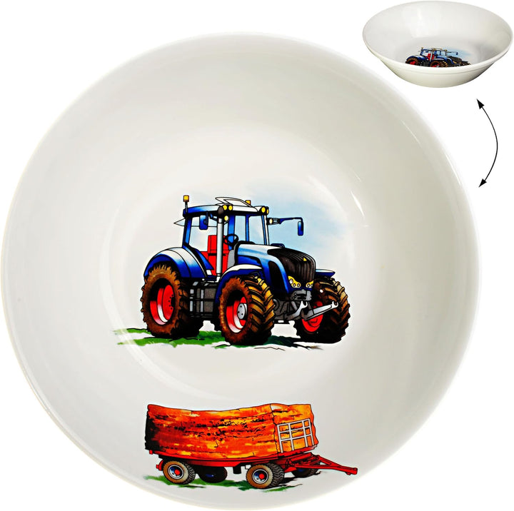 alles-meine.de GmbH 2 TLG. Set Tasse + hoher Teller/Suppenteller/Müslischale - Traktor - Trecker mit