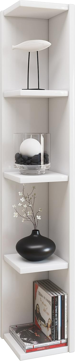 VCM Holz Eckregal Stand Aufbewahrung Standregal Bücherregal Deko Regal Honsa Weiss, Weiss