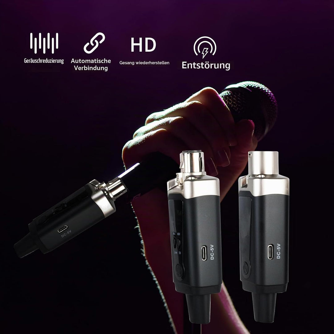 XLR Mikrofon Wireless Sender Empfänger 1 zu 1 UHF Kabelloses Mikrofon für Dynamisches Mikrofon Konde