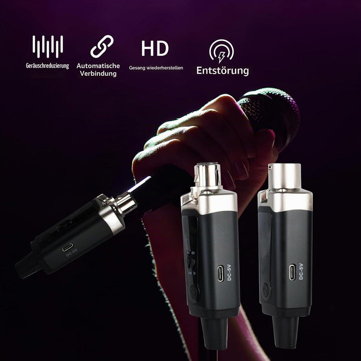 XLR Mikrofon Wireless Sender Empfänger 1 zu 1 UHF Kabelloses Mikrofon für Dynamisches Mikrofon Konde