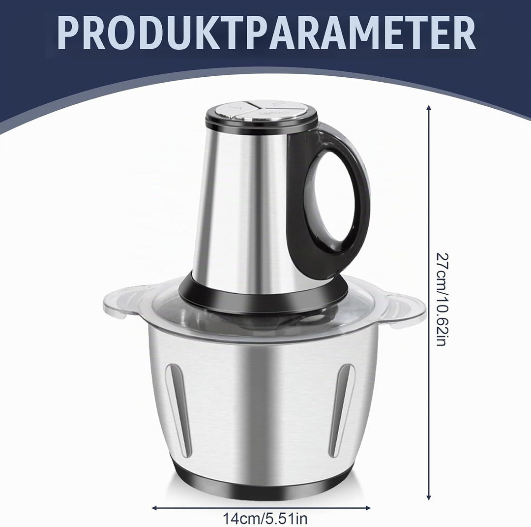 Zerkleinerer Elektrisch Mini, 2L Multizerkleinerer Elektrisch-Food Processor 300W 3 Geschwindigkeite