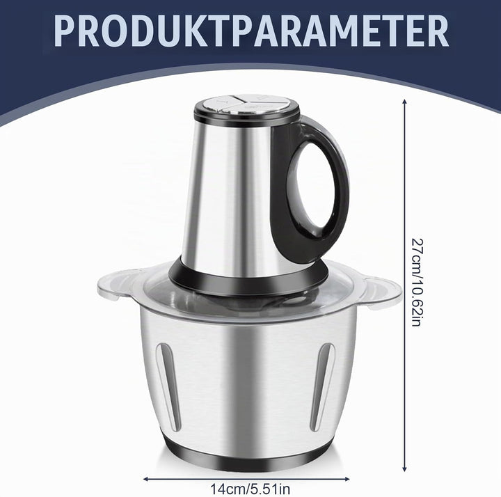 Zerkleinerer Elektrisch Mini, 2L Multizerkleinerer Elektrisch-Food Processor 300W 3 Geschwindigkeite