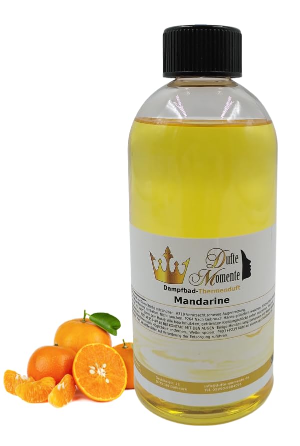 Dufte Momente Dampfbad Duftkonzentrat Mandarine 500ml – naturreine ätherische Öle – fruchtig &amp; harmo