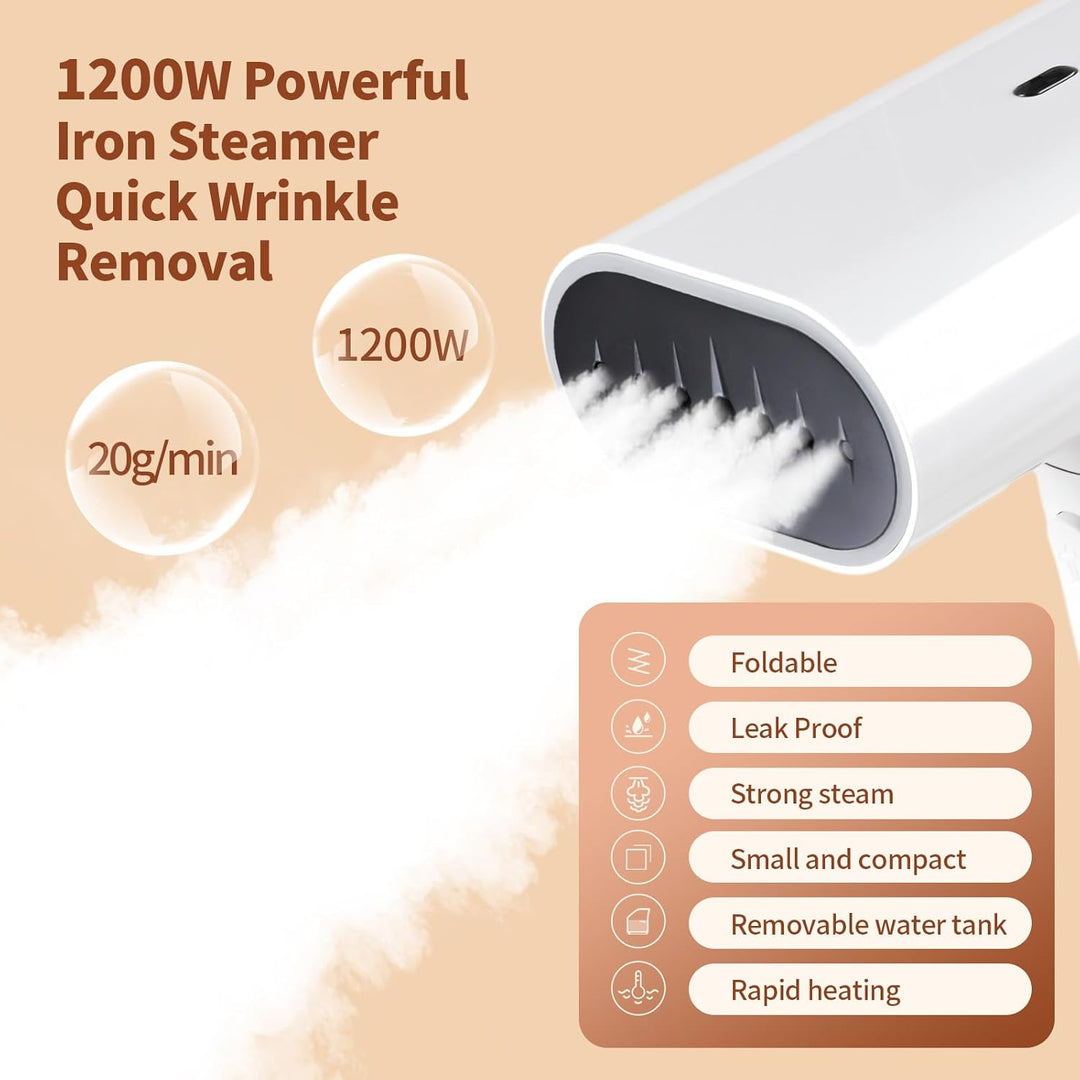 Dampfer für Kleidung,Handdampfer mit horizontalem und vertikalem Dampfen, 20s Aufheizen 120ml Wasser