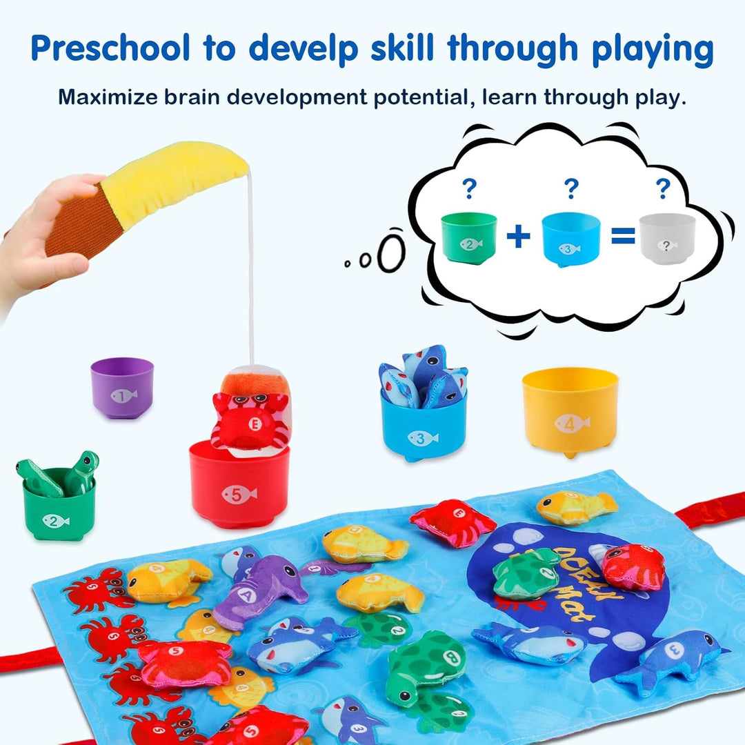 Baby Spielzeug ab 1 2 3 Jahr, Montessori Sensorik Ozean Angelspielzeug, Angelspiel für Kinder 6 12 M