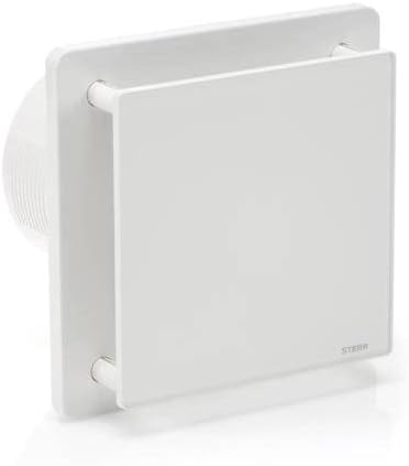 STERR Weisser Badlüfter 125 mm mit HYGROSTAT - Badezimmerventilator - Glasfront - Modernes Aussehen