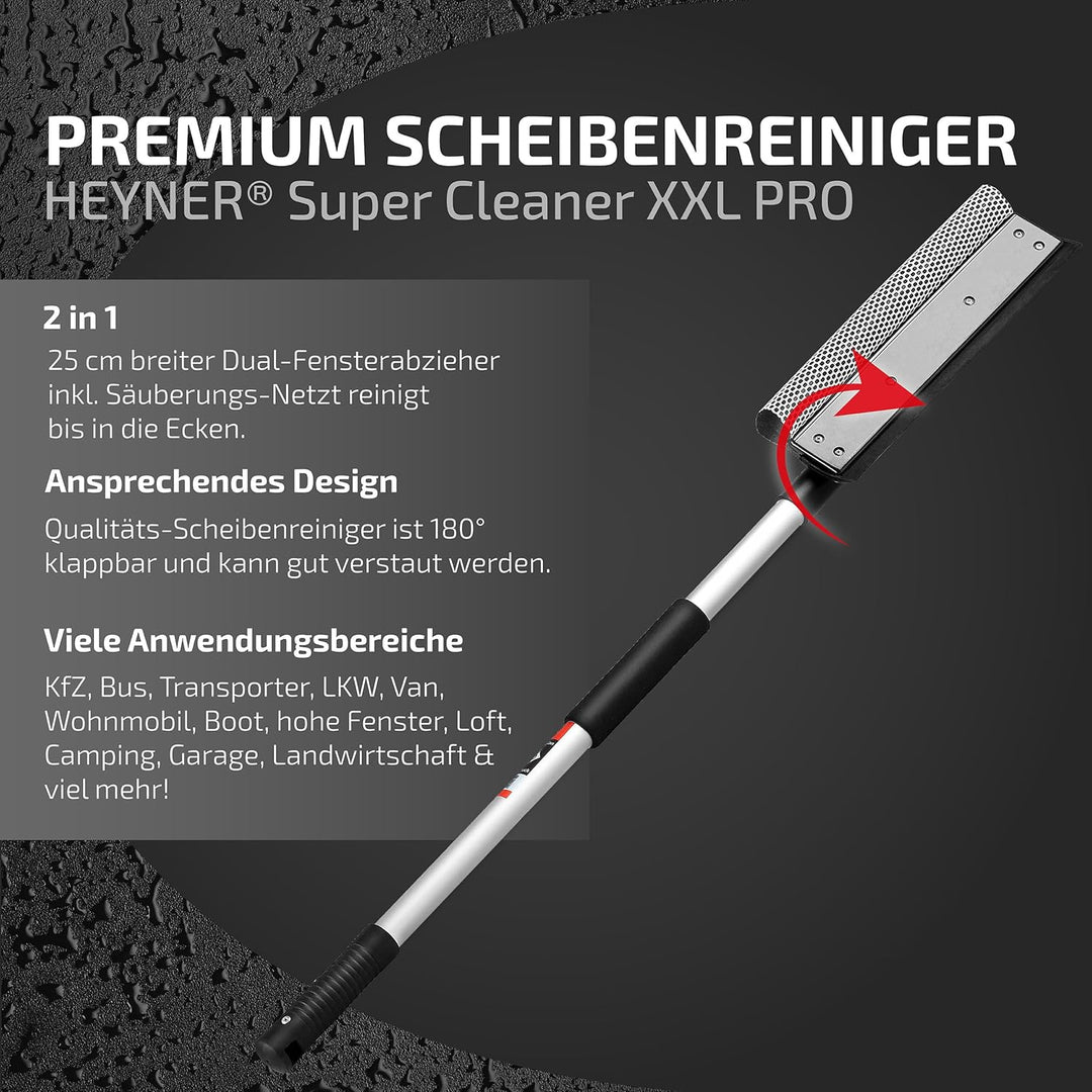 HEYNER® Scheibenreiniger XXL 70-125cm ausziehbar mit Teleskopgriff I Fensterwischer für LKW, Wohnmob