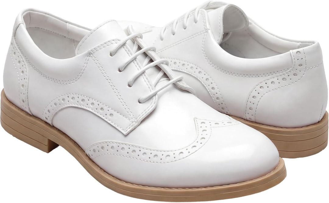 Jungen Kunstleder Lack Brogue Abendschuhe Schnürschuhe formelle Hochzeit Pagenkopf Schuhe 22 EU Weis